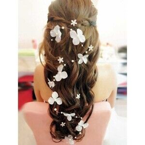 White Flower Hair Decoration Wedding Engagement Pearl beads NWT NEW! 751